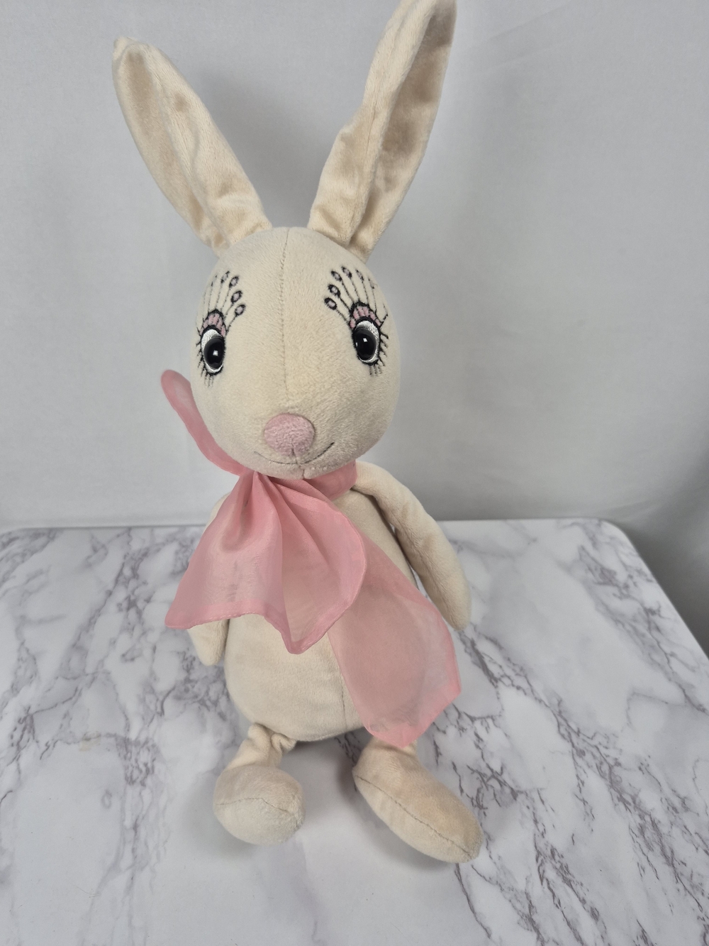 Jellycat Cream Brigitte Rabbit Bunny with Pink Scarf